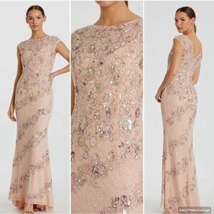 Mac Duggal Blush Sequin Maxi Dress